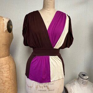 NWOT Deadstock 2000s Y2K Loose Wide Sleeve Tie Back Tunic Top Medium